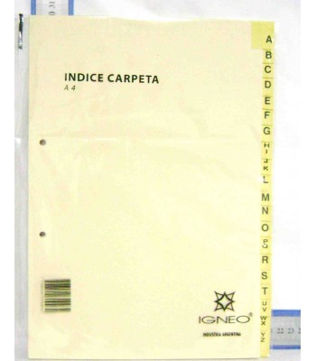 INDICE CARPETA A4 IGNEO...