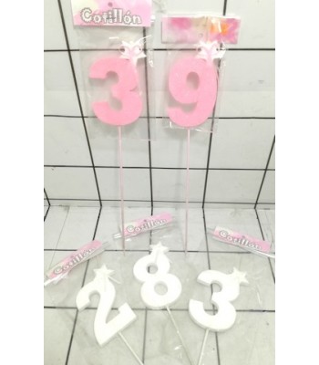 VELAS NUMEROS CON PALO...
