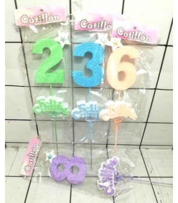 VELAS NUMEROS CON PALO Y...