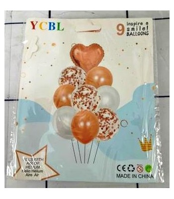 SET GLOBOS x9   ROSA GOLD